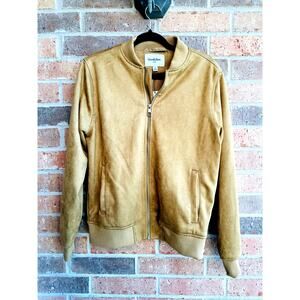 Goodfellow Men's Brown Suede Long Sleeve Full Zip Bomber Jackets Size Small NWT